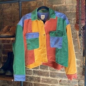 BDG Corduroy Patchwork Oversized Button Down Shirt - Size S